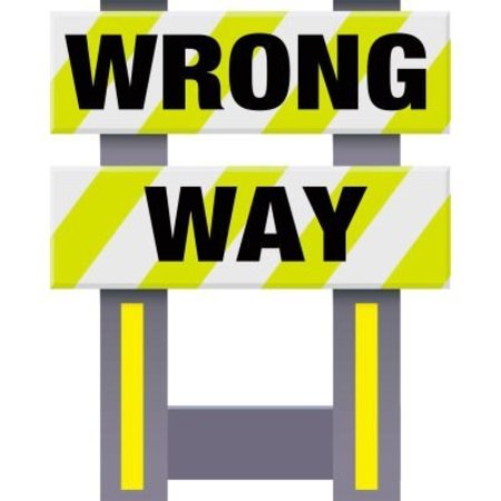 VESTIL Folding Safety Barricade, Vibrant Yellow, Wrong Way FSB-3832-VYL-037